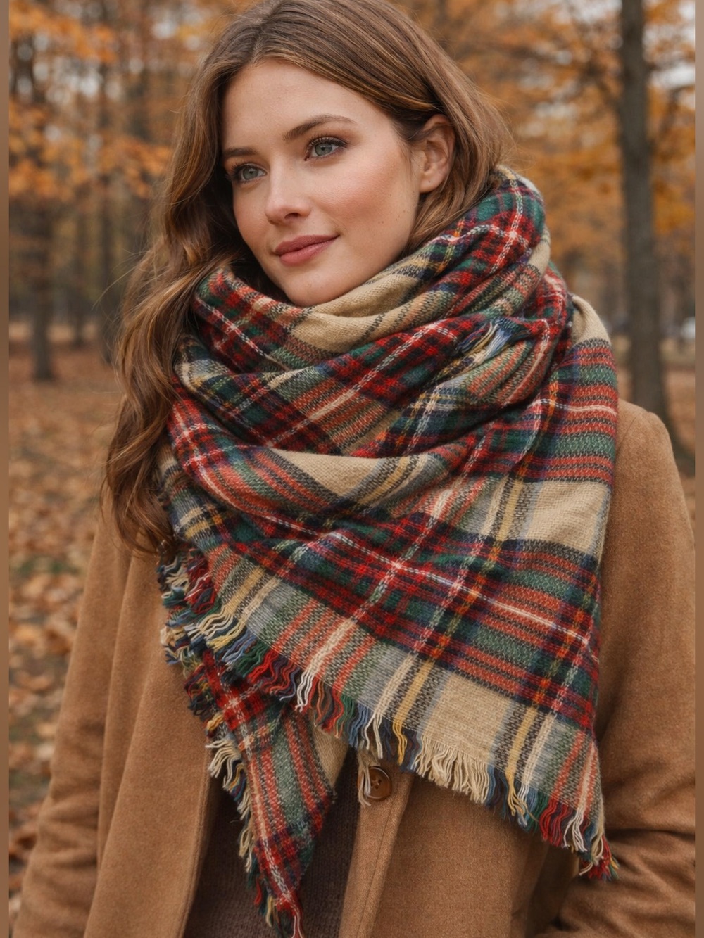 Plaid Oversized Blanket Scarf Shawl Wrap (NWOT)